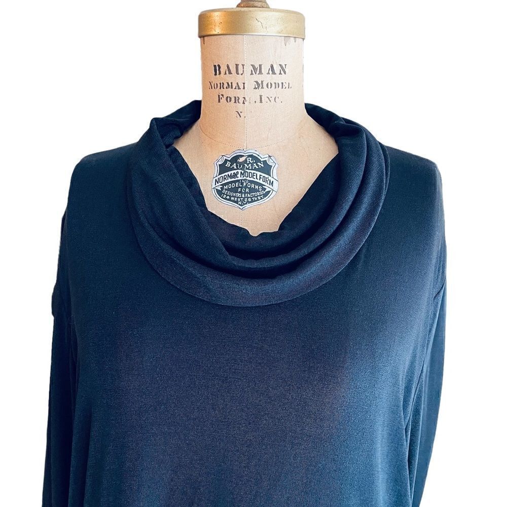 Vintage Claudia Richard Black Cowl Neck Tunic Size XL